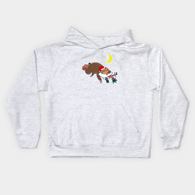 santa claus sloth christmas Kids Hoodie by gossiprag